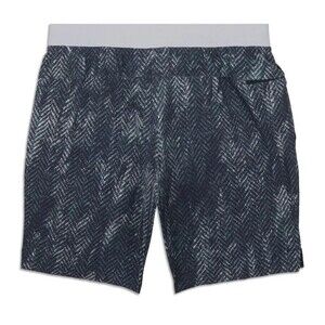 LULULEMON Grey Black T.H.E. Shorts 9" Lined Bleached Herringbone Mens Size Small